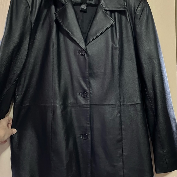 100% Leather Car Coat Jacket Fingertip length sleeve - Picture 5 of 6